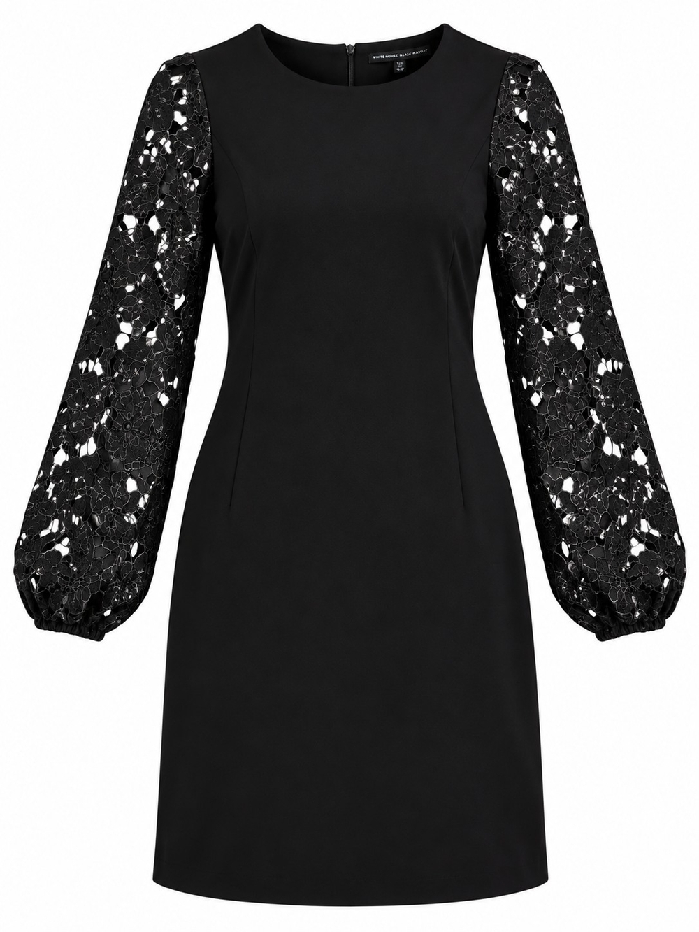WHITE HOUSE BLACK MARKET | NWT Black Lace Sleeve Lined Shift Dress LBD | 00